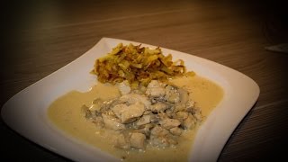 Putengeschnetzeltes mit Champignonrahmsosse und Rösti sehr lecker trotz Pannen [upl. by Atteras]