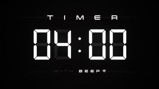 4 Min Digital Countdown Timer with Simple Beeps ⚪️ [upl. by Nyvets]