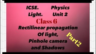 Light Rectilinear propagation of light Pinhole Camera and Shadows Class 6 ICSE  Physics [upl. by Acinad679]