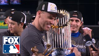 Los Angeles Dodgers World Series Trophy ceremony Freddie Freeman wins MVP  MLB on FOX [upl. by Meensat585]