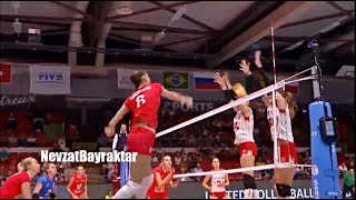 Nataliya Goncharova Spikes to Eda Erdems Face  Volleyball Headshot [upl. by Yanehc]