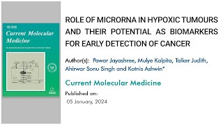 MicroRNA in Hypoxic Tumors Biomarkers for Early Cancer Detection  Bentham Science [upl. by Llirrem]