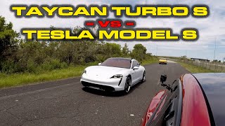 FINALLY SETTLED  Porsche Taycan Turbo S vs Tesla Model S Performance with Cheetah Launch [upl. by Oniluap213]