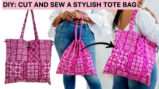 DIY How to Cut and Sew A stylish Two Style Tote Bag With Drawstrings For Sale or Personal Use [upl. by Susan251]