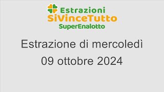 Estrazione del SuperEnalotto di mercoledì 9 ottobre 2024 [upl. by Schnabel]