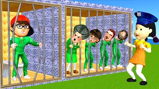 Scary Teacher 3D vs Squid Game  Help Miss T and 4 Neighbors Escape Prison 5 Times Challenge [upl. by Dickenson]