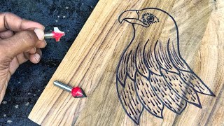 Wood carving bird  Router machine wood carving skills [upl. by Ilsel969]