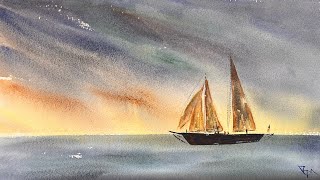 Atmospheric Seascape Watercolor Tutorial  Bannie’s Artistry [upl. by Sayette324]