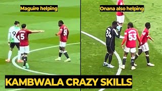 Maguire and Onana always helping Willy KAMBWALA to showcased his brilliant skills vs Liverpool [upl. by Odnamla]