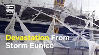 Storm Eunice Rips Open Roof of O2 Arena in London Shorts [upl. by Siderf401]