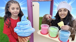 Hadils Creative Pretend Play Selling Sand Ice Cream at the Playground [upl. by Hakan]