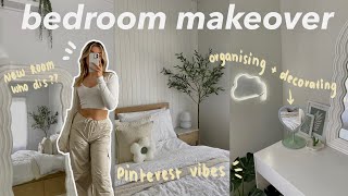 EXTREME bedroom makeover pinterest inspired aesthetic  new furniture amp decor [upl. by Aizitel]