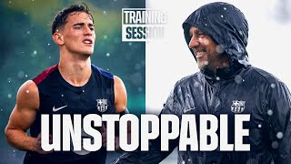 RAINY TRAINING after BIG WIN in el CLÁSICO  FC Barcelona Training 🔵🔴 [upl. by Elah]