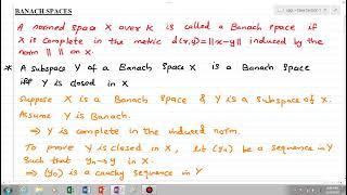 BANACH SPACES  EXAMPLES [upl. by Gaskins]