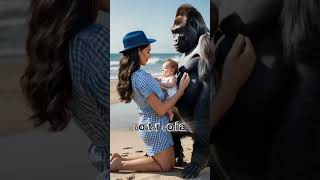 Gorilla on vacation with family🦍🌊🏖️shorts goriladokter viralvideo [upl. by Blasien]