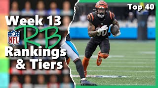 Week 13  Running Backs Rankings amp Tiers Top 40 Fantasy Football [upl. by Corel]