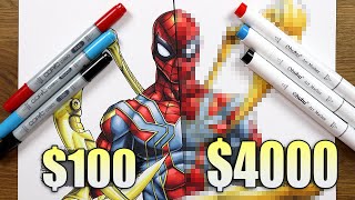 100 vs 4000 MARKER ART  Cheap vs Expensive Which is WORTH IT  IRON SPIDER MAN [upl. by Carolyne436]