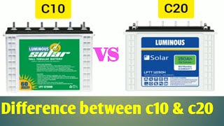 C10 and C20 battery difference c10 rating vs c20 battery difference difference between c10 and c20 [upl. by Weiser]