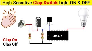 How to Make Clap Switch using 4017 IC  Light ON amp OFF  Science Project [upl. by Ardnasella]