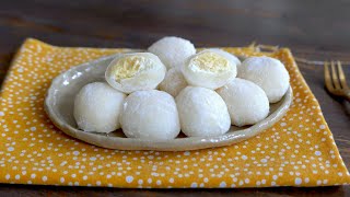 Custard Mochi  Daifuku  Japanese Recipe  was Kitchen [upl. by Nnylkoorb]