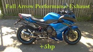 Yamaha XJ6 F Full Arrow Exhaust flames revs flybys sound [upl. by Asoral275]