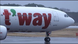 Tway Airbus A330300 HL8502 Landing at Narita 34R  NRTRJAA  티웨이항공 [upl. by Brenan]