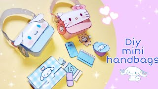 Diy mini paper handbaghow to make cute paper bagdiy sanrio craftsmini handbagsdiy paper bag [upl. by Gare]