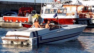 Power Boat  Amazing sound of the V8  Harbour of Saint Tropez [upl. by Shayne869]