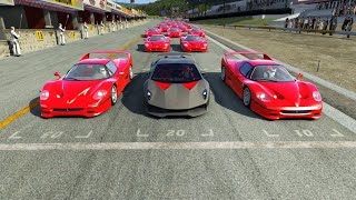 Lamborghini Sesto Elemento vs Ferrari F50 Sports at Old Spa [upl. by Nannoc]