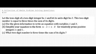 A Collection of Maths Problem Solving Questions169 Numbers [upl. by Ahseiyn]