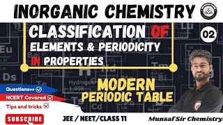 Classification Of Elements And Periodicity In Properties Class 11  Periodic Table Class 11th  L02 [upl. by Bessy]