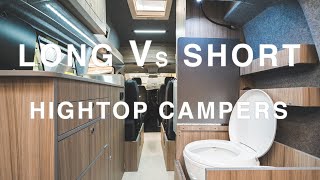 Long V Short Wheelbase HIGH ROOF Camper Tours  Van Conversions With Fixed TOILETS [upl. by Pfeifer]