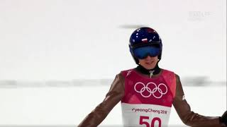 Kamil Stoch IO Pjongczang 2018 1 seria skocznia normalna [upl. by Shiri]