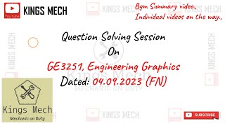 GE3251 ENGINEERING GRAPHICS APRIL MAY 2023 FORENOON QUESTION SOLVING NO AUDIO BGM ONLY [upl. by Riccio]