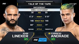 John Lineker vs Fabricio Andrade  ONE Championship Full Fight [upl. by Annenn]