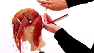 How To Cut a Modern Wedge Haircut Tutorial [upl. by Soinski]