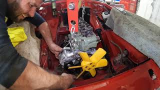 MG Midget Complete Restoration part 15 Engine Installed [upl. by Sullecram719]