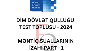 DİM DÖVLƏT QULLUĞU TEST TOPLUSU  2024  Məntiq  PART 1  FƏRİD QAFAROV [upl. by Martelle336]