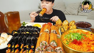 ASMR MUKBANG 직접 만든 순두부 열라면 김밥 김치 유부초밥 먹방 RAMYEON amp KIMBAP MUKBANG EATING SOUND [upl. by Ha18]