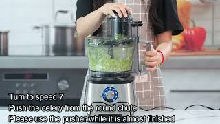 Magiccos FP408 Food Processor Slice Celery Demo [upl. by Forelli]