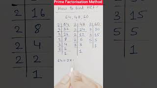 HCF by Prime Factorisation Method l Maths l HCF maths hcf shorts shortsfeed [upl. by Krysta]