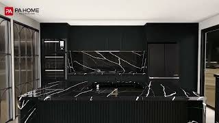 Modern Marble Black Stained Kitchen Cabinets [upl. by Scoville]