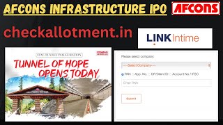 Check Allotment Status of Afcons Infrastructure IPO  Afcons IPO latest GMP  Afcons IPO Allotment [upl. by Akkeber36]