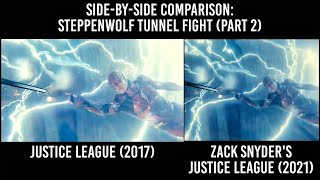 Justice League 2017 Vs 2021 Steppenwolf Tunnel Fight Part 2  Zack Snyder Cut Vs Whedon Cut [upl. by Gnart]