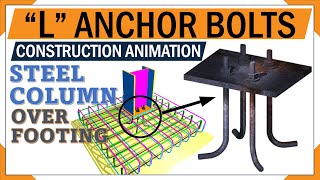 Anchor bolt fixing details  Footing reinforcements  3d animation of Rc foundation [upl. by Anoyek]