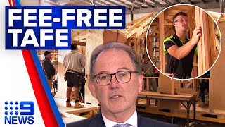 NSW offering 70000 free TAFE training to combat skills shortages  9 News Australia [upl. by Annirac]