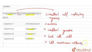 In mycoplasma PPLO the plasmalemma is rich in [upl. by Aret90]