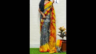 Beautiful dobby checks saree with allover kalamkari design with sibori border and pallu1350₹ [upl. by Carmela]