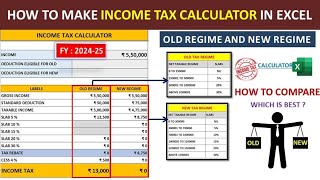 Income Tax Calculator 202425 in Excel  how to make Old Regime amp New Regime Comparison Calculator [upl. by Ahsiyn855]