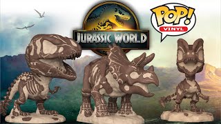 Increíbles Figuras Jurassic World  Fósiles de Tyrannosaurus Dilophosaurus y Triceratops Funko POP [upl. by Ardnaeed]